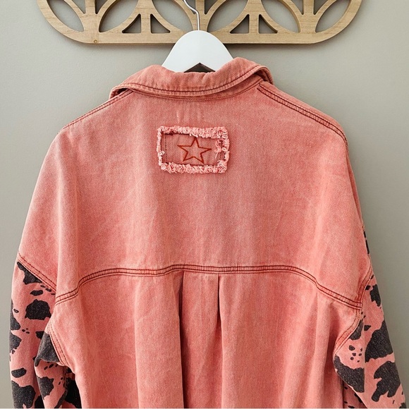 POL Cow Print Button Up Jacket Red/Black Sz Medium - Picture 7 of 8